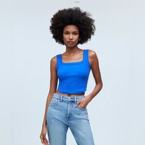 Madewell The Tailored Crop Tank in Sleekhold - Blue - Size S